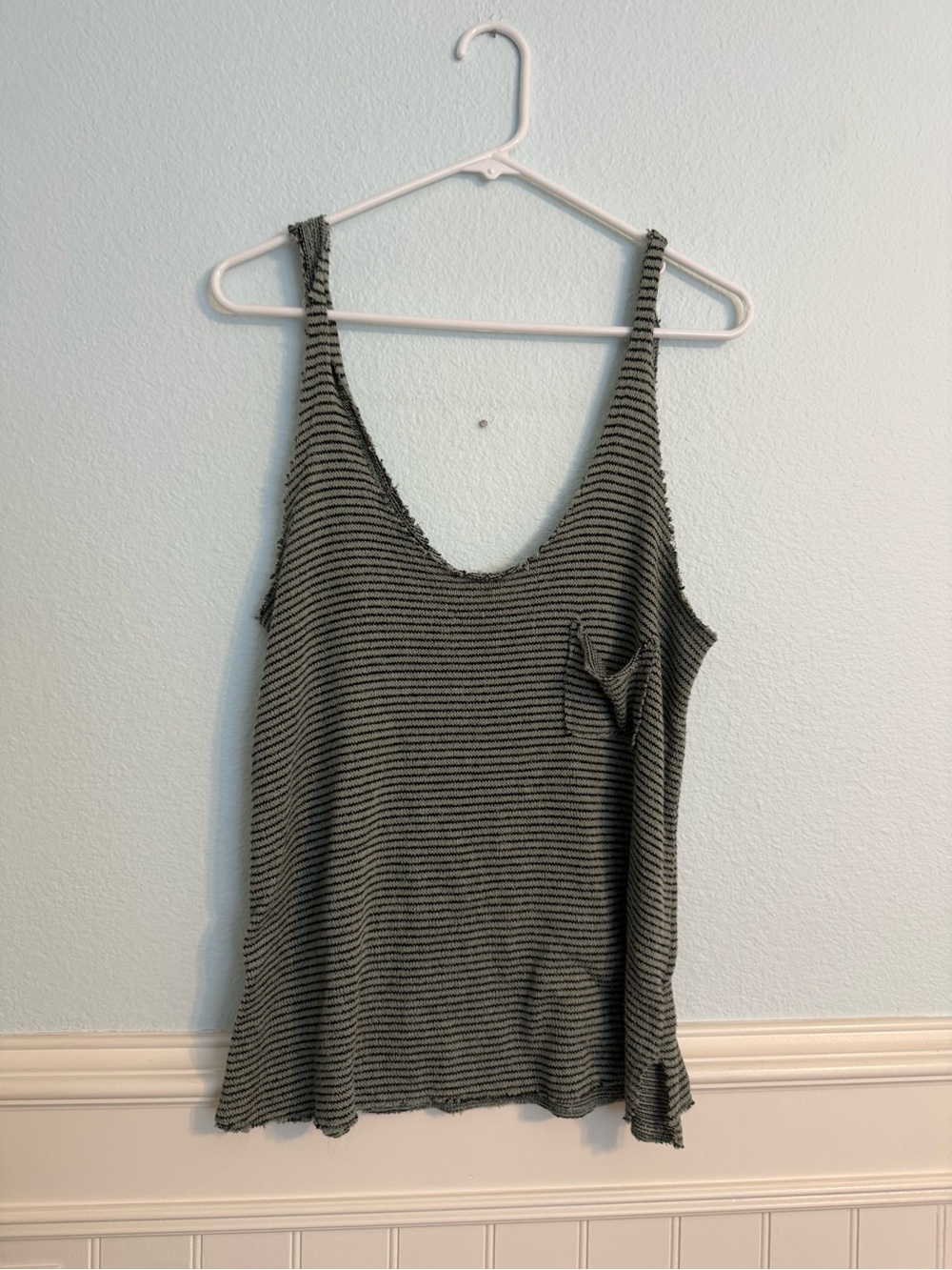 Project Social T Black and Cream Striped Scoop Tank